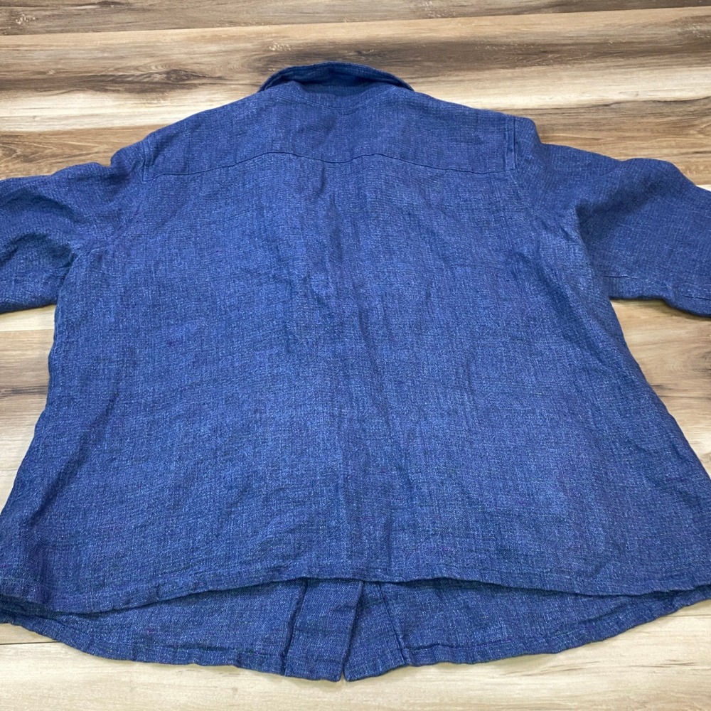 Flax Blue Button-Front Linen Jacket - Picture 7 of 7